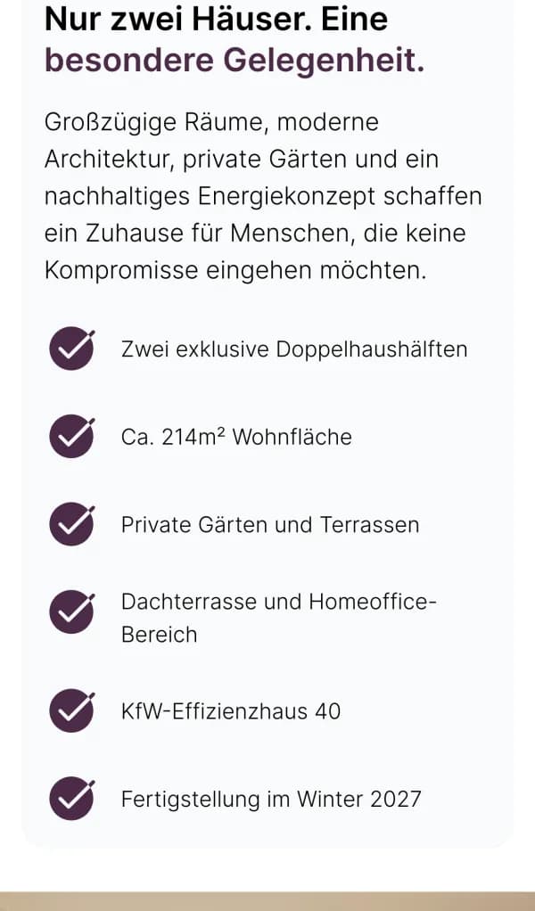 Landingpage Kalkmann Wohnwerte, Duett, zweiter Bildschirm